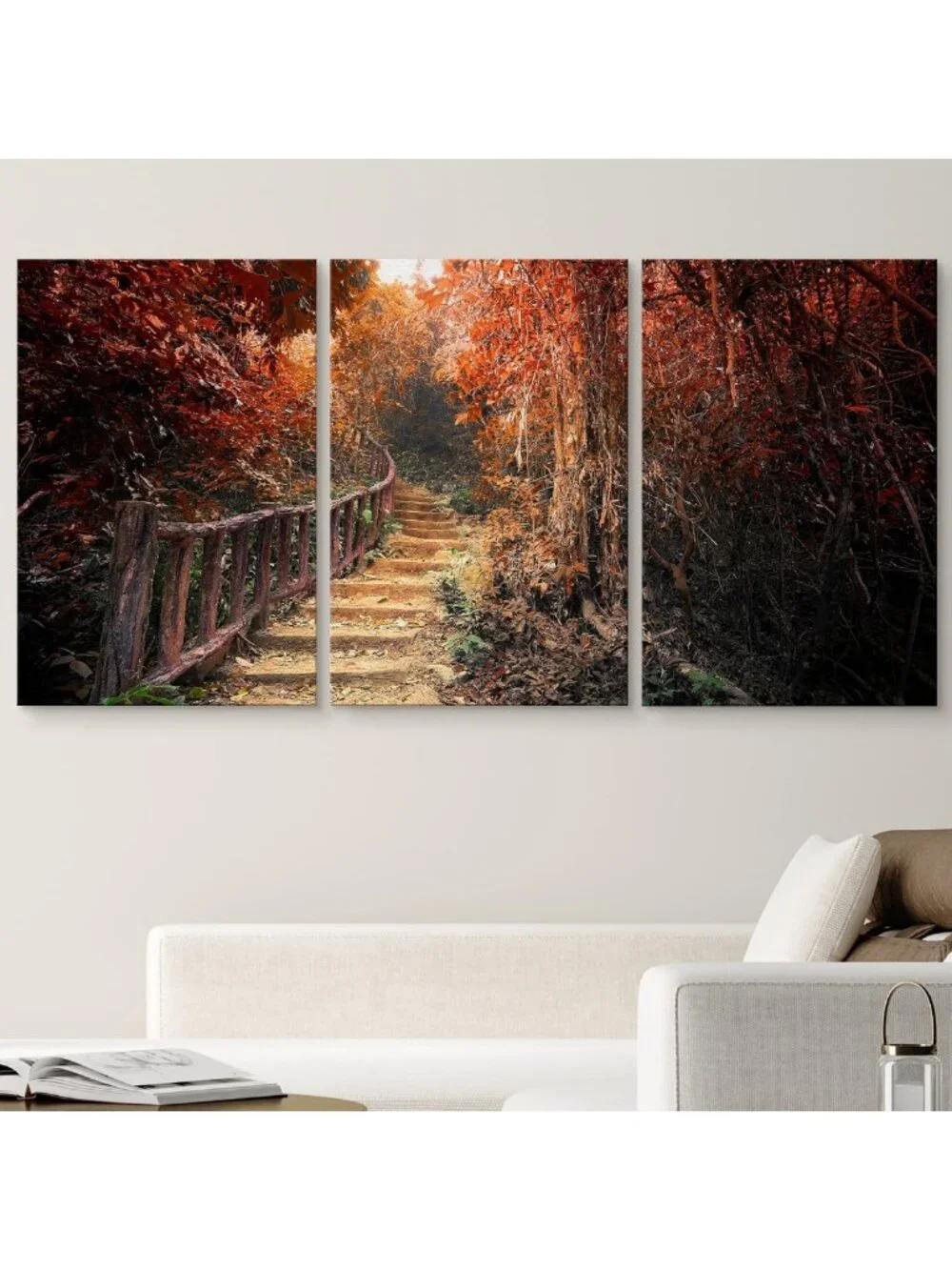 Autumn Forest Canvas Wall Art Set - Rustic Nature Photography, 3 Panels, 24